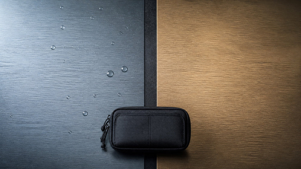 Cool wet and warm dry steel surfaces compared with a compact EDC pouch