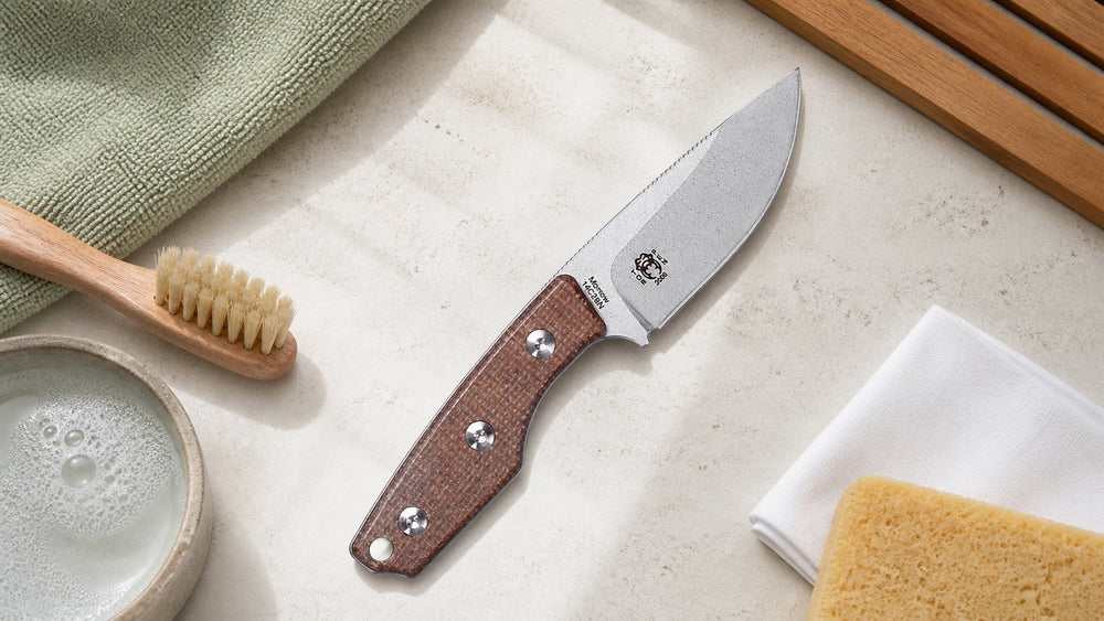 Brown Micarta HOPIAN Morrow Messer mit sanftem Griff Reinigungsmittel