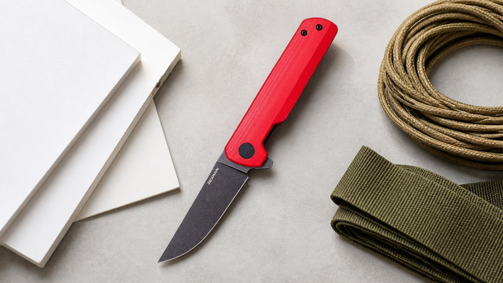HOPIAN Clave plain-edge folding knife between paper and rope cutting materials