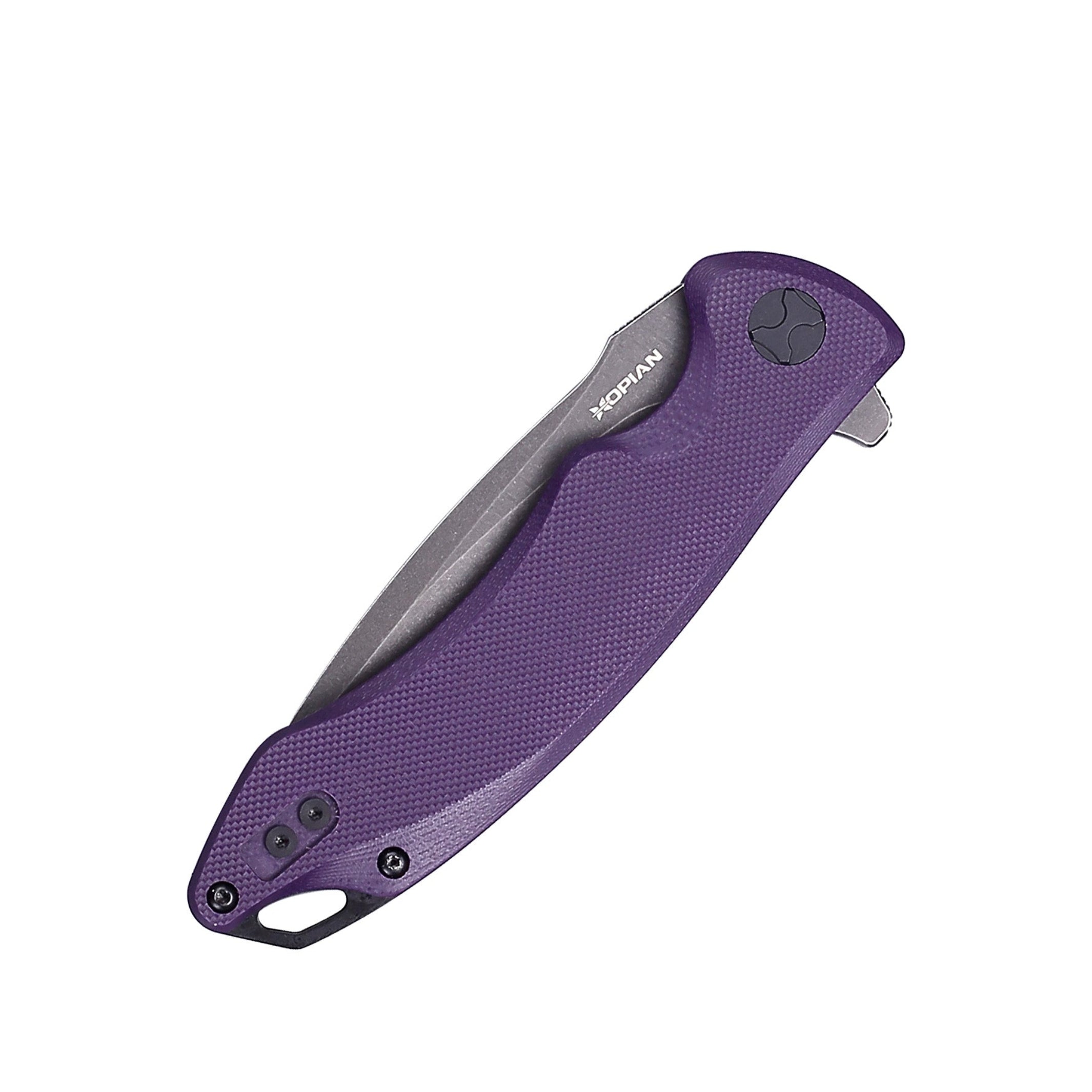 HOPIAN Arcus D2 Folding Knife – Purple G10 / Black Stonewash