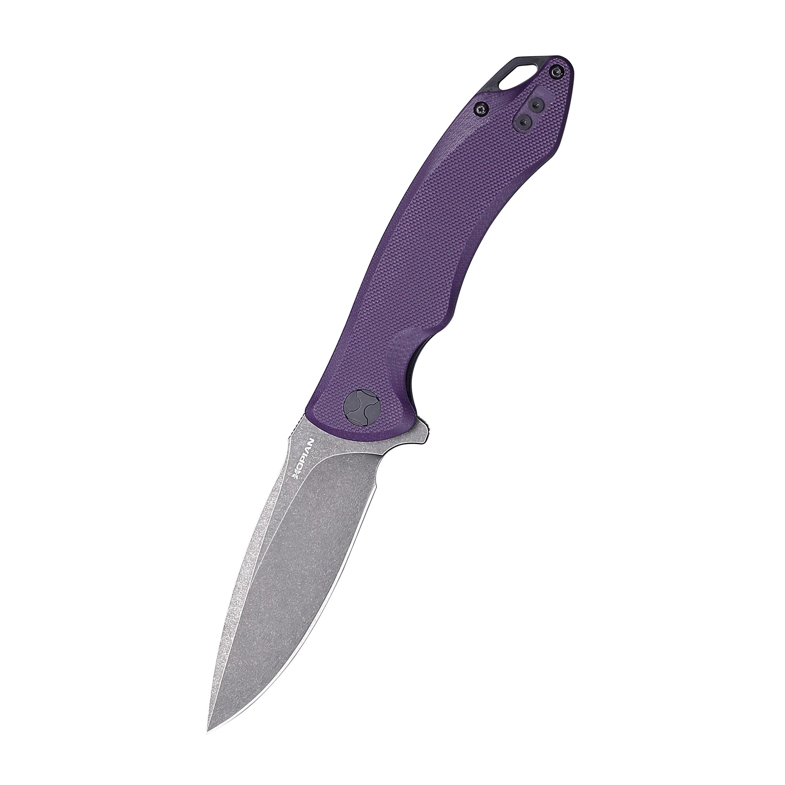 HOPIAN Arcus D2 Folding Knife – Purple G10 / Black Stonewash