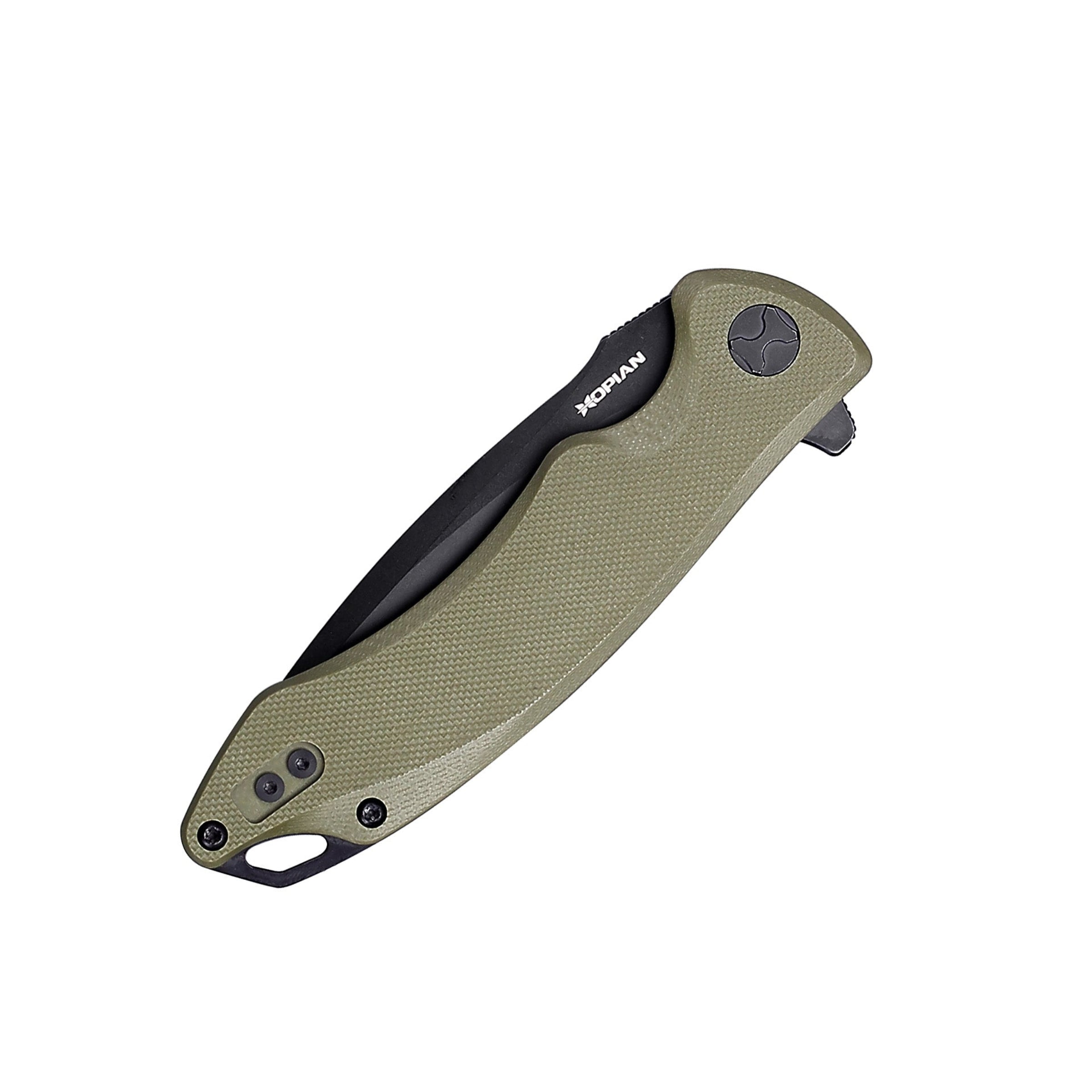 HOPIAN Arcus D2 Folding Knife – Green G10 / Black Blade