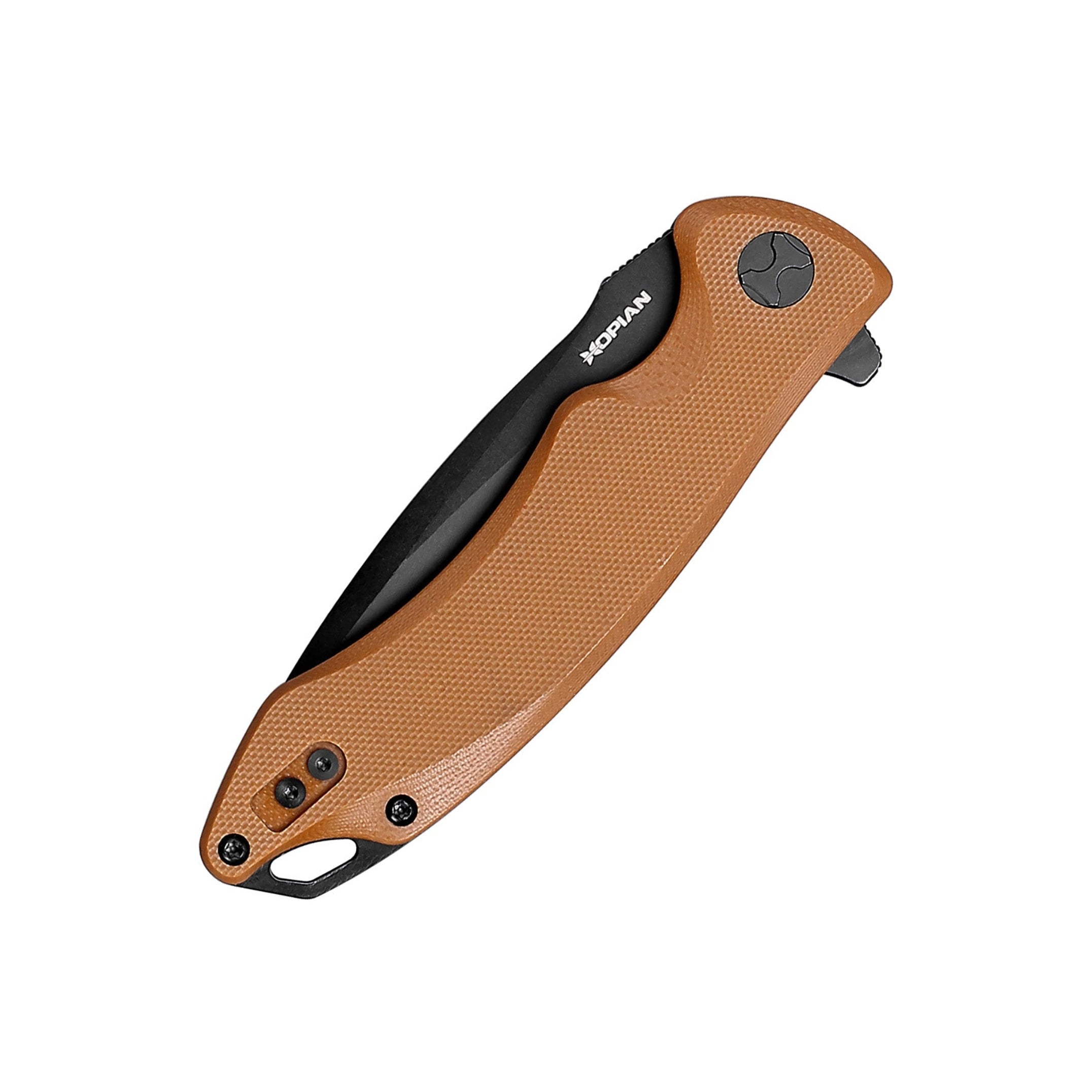 HOPIAN Arcus D2 Folding Knife – Brown G10 / Black Blade