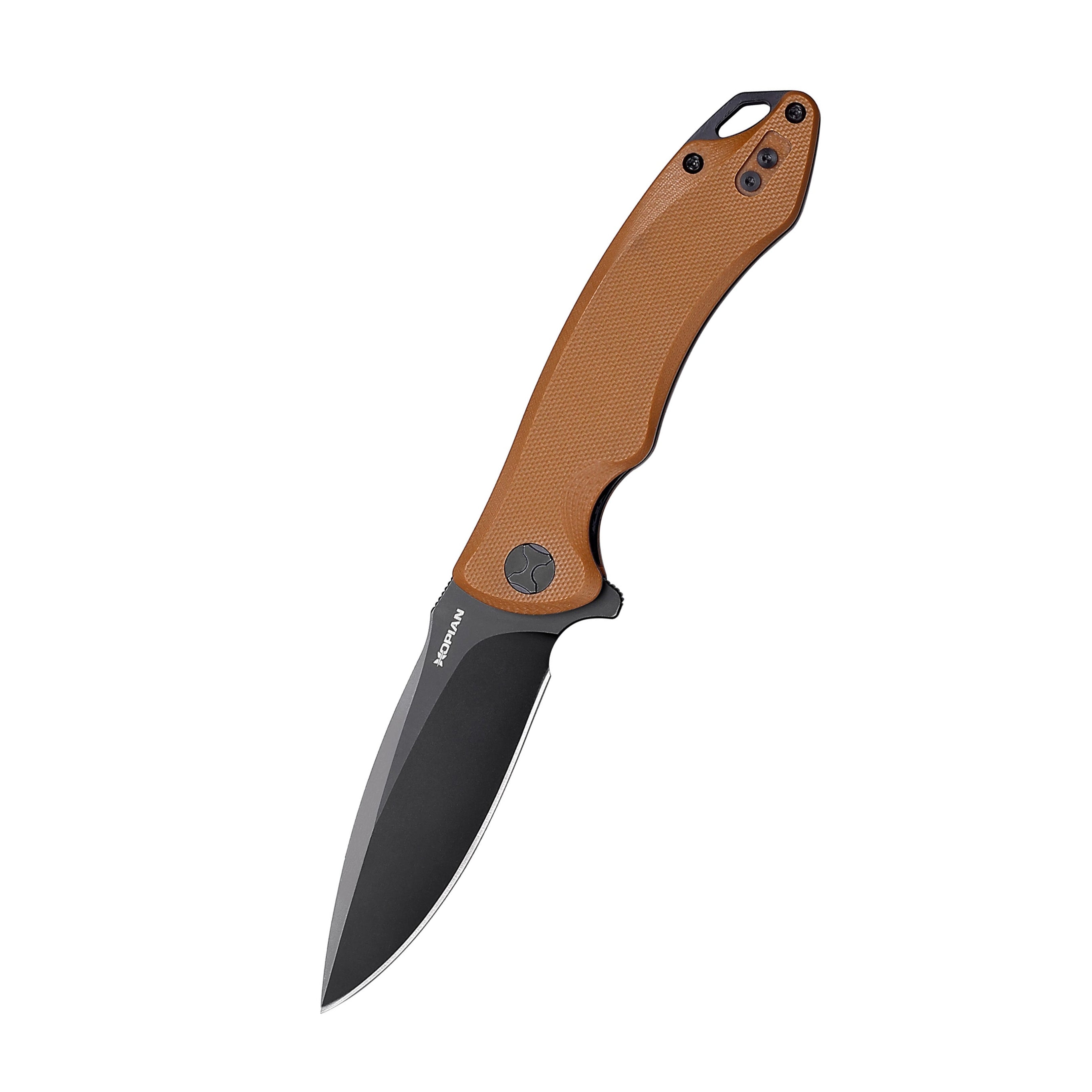 HOPIAN Arcus D2 Folding Knife – Brown G10 / Black Blade