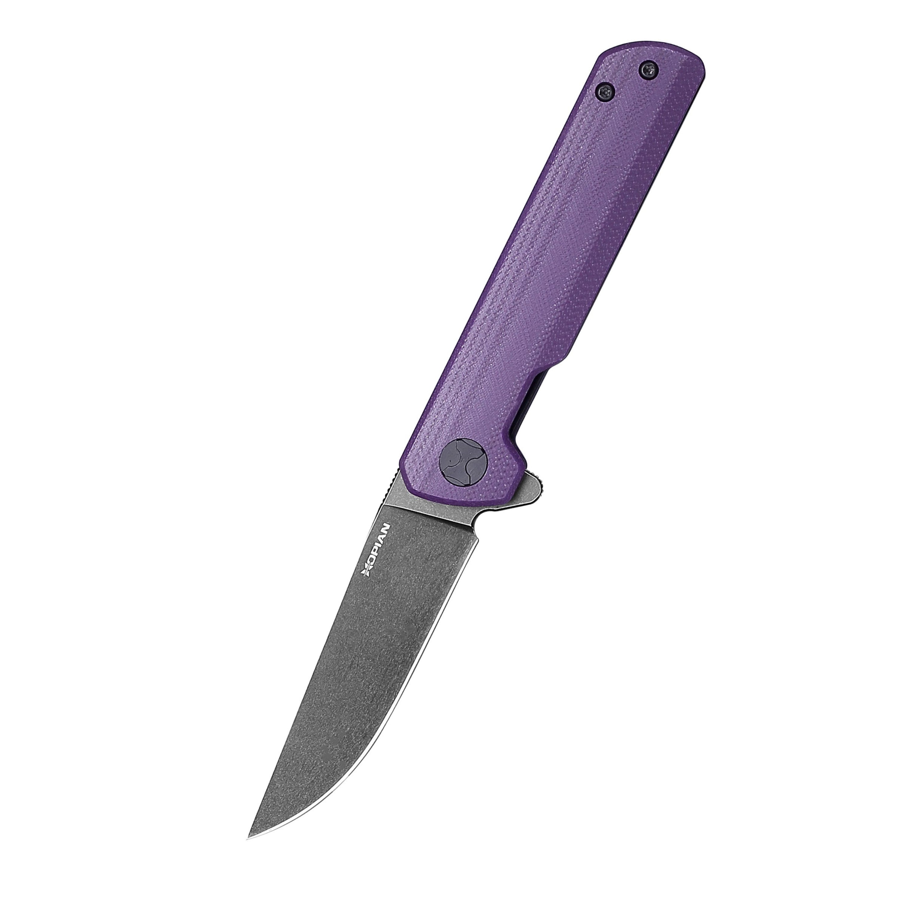 HOPIAN Clave D2 Folding Knife – Purple G10 / Black Stonewash