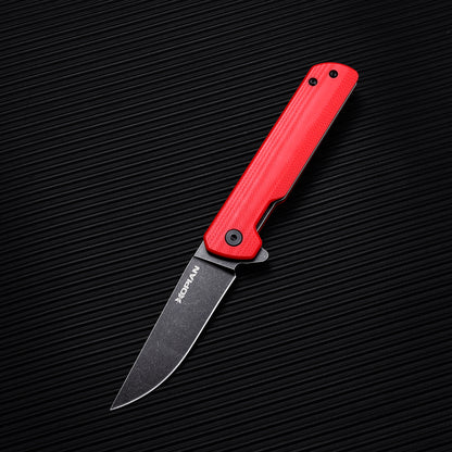 Hopian Clave Ball Bearing EDC Compact Red Folding Knife