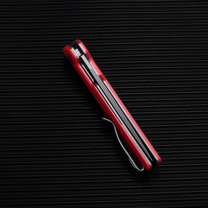 Hopian Clave Ball Bearing EDC Compact Red Folding Knife