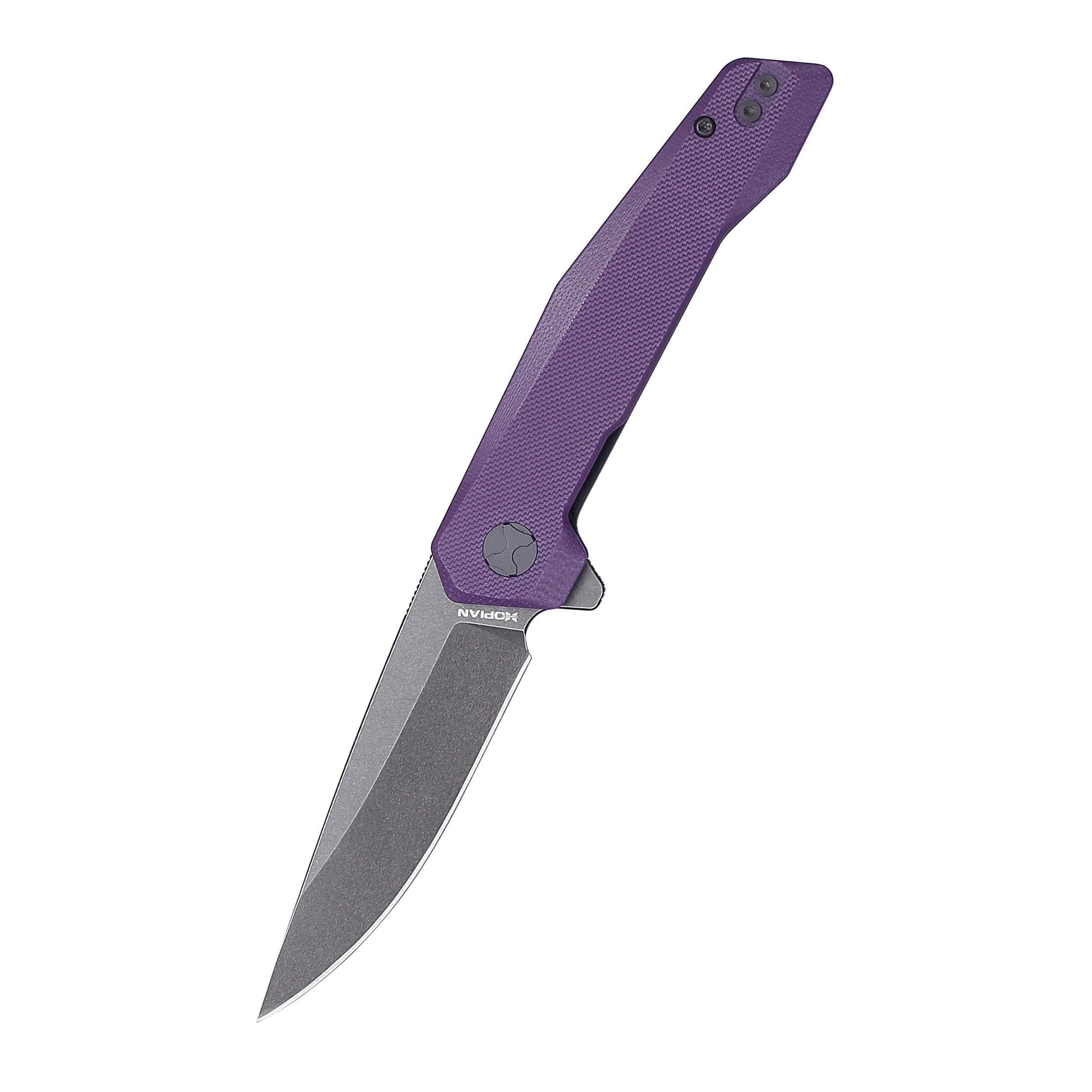 HOPIAN VEX D2 Klappmesser – Violettes G10 / Schwarzes Stonewash-Finish