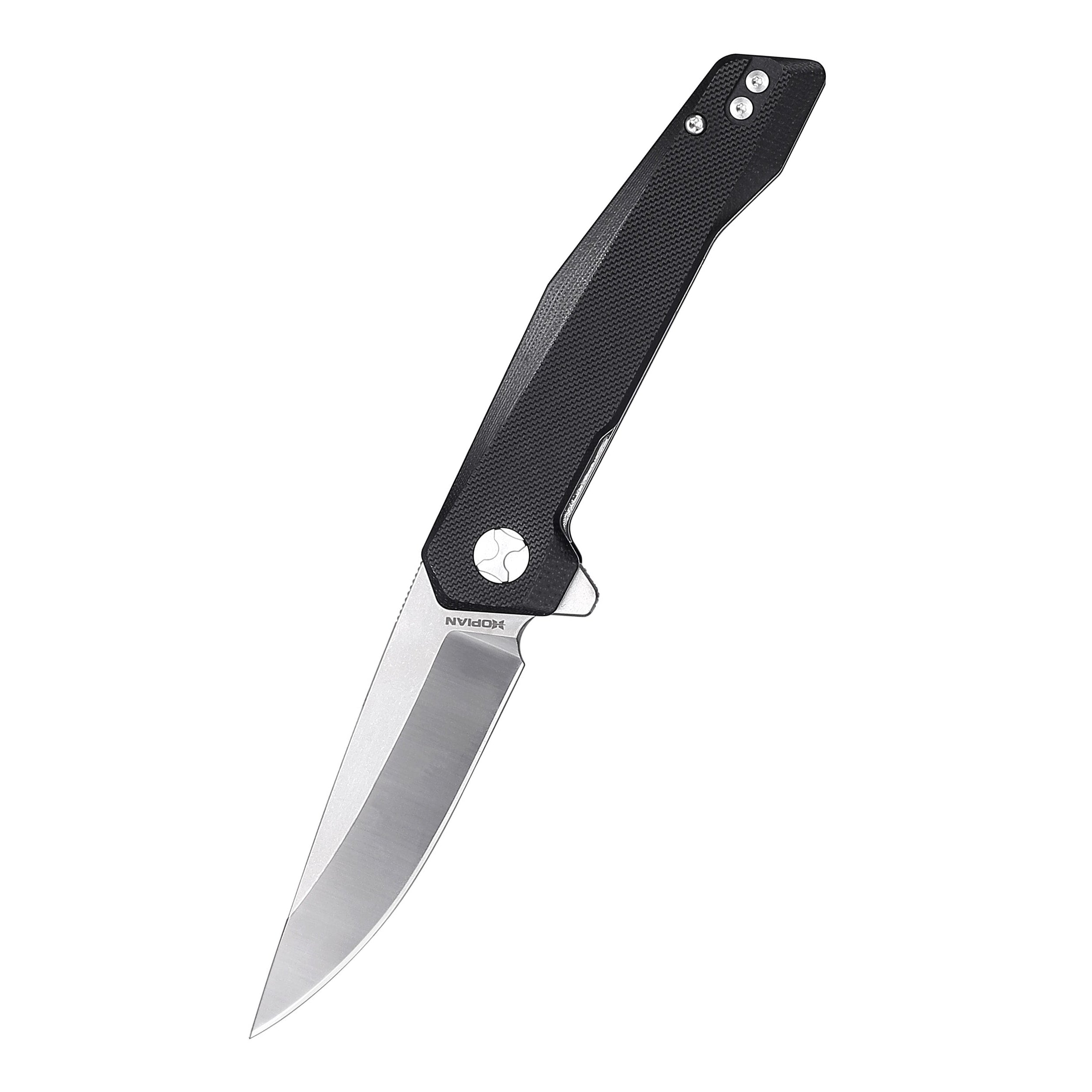 HOPIAN VEX D2 Klappmesser – Schwarzes G10 / Stonewash + Satin